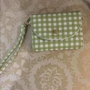 Steve Madden Lime and White Gingham Wristlet